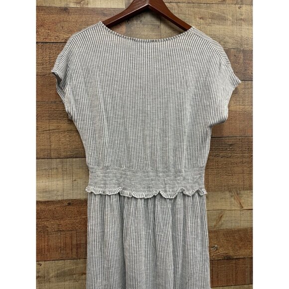 Caution To The Wind A Line Dress Gray Stripe Short Sleeve Large - Picture 5 of 9
